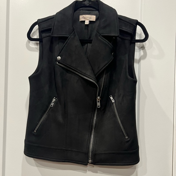 Philosophy Vegan Suede Moto Vest - Black - Picture 5 of 8